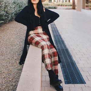 H&M red plaid high waisted skinny pants